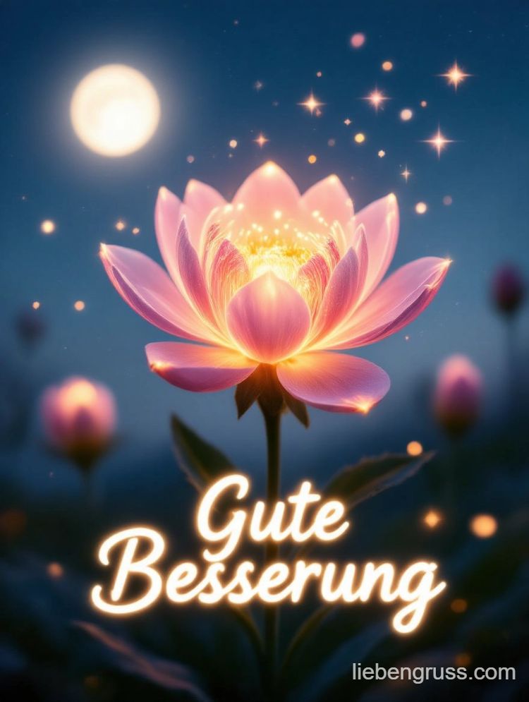 Lila Lotusblüte mit Mond und Sternen