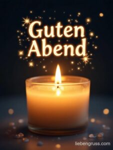 Brennender Kerzenleuchter mit 'Guten Abend' und Sternen