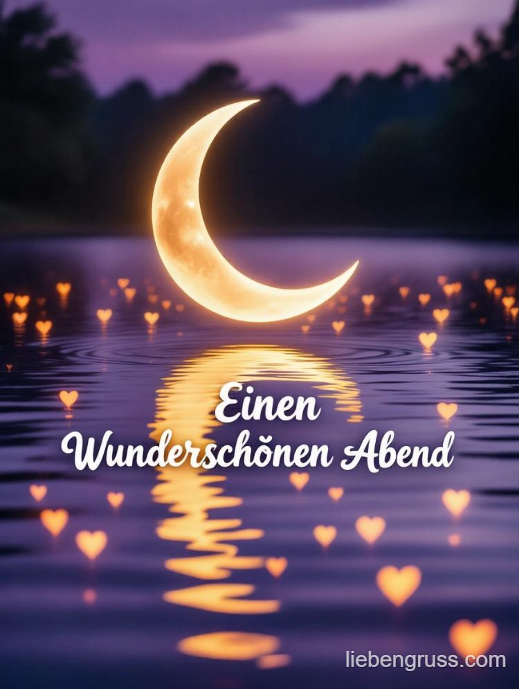 Halbmond spiegelt sich im stillen Wasser