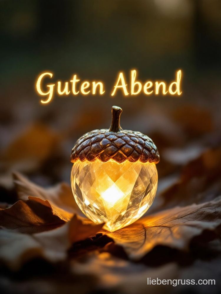 Glänzender Eichelnuss-Laterne mit warmem Licht und Guten Abend-Gruß